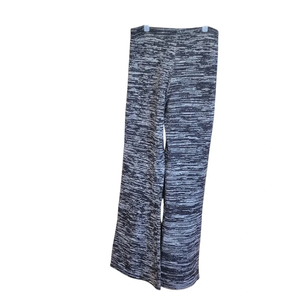 Anthropologie Black White Space Dye Knit Wide Leg Pants Sweater Size Small Cozy